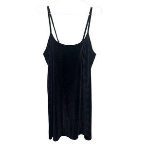 Retro Ribbed Velour Tank Mini Dress Black S Grunge Skater Romantic Fairy Chic